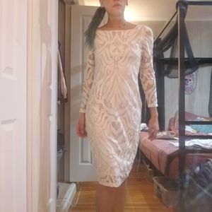 Nude lace cocktail dress